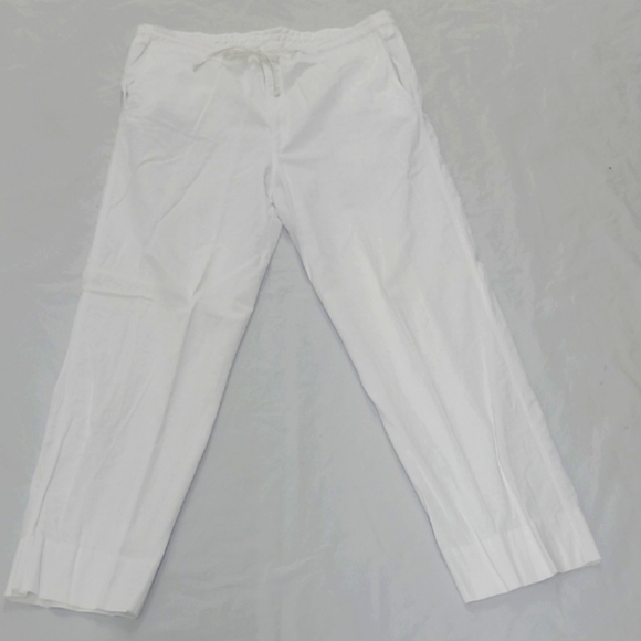 koko Banana Pants - White Joggers with Relaxed Fit Soft Fabric Bohemian Hidden Hook & Zipper Fly EUC